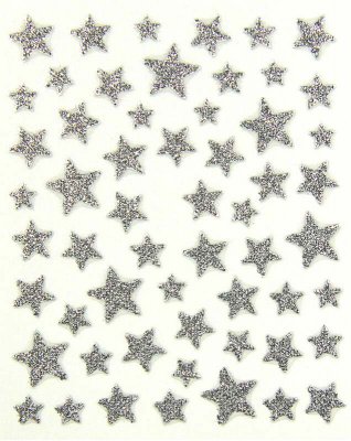 Sticker GLITTER STARS, silver