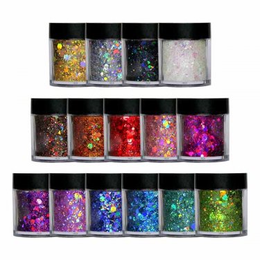 Laser Glitter Mix - SET, 15 colors