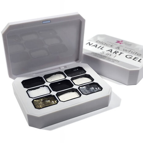 Nailart Gel 5 in 1, BLACK & WHITE
