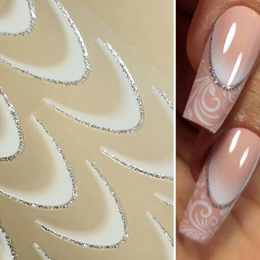 Babyboomer French Sticker WEISS-GLITTER - Saida Nails - Dein Onlineshop für Naildesign Babyboomer French Sticker WEISS-GLITTER